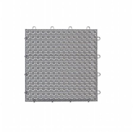 MASTER MARK PRODUCTS Master Mark Plastics 23109 12 x 12 in. Armadillo Polished Chrome Polypropylene Interlocking Multi Purpose Floor Tile; Pack of 9 23109